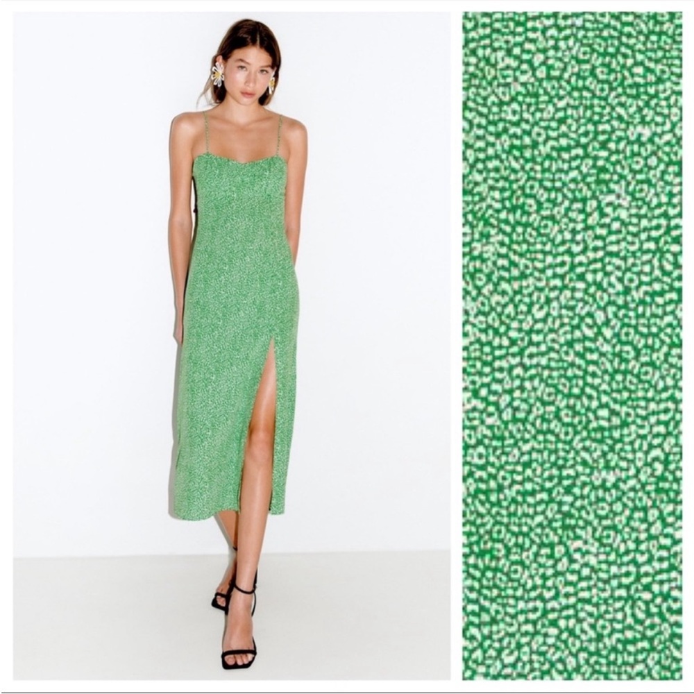 ZARA green polka dot dress